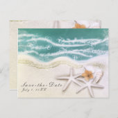 Zeester op het strand Turkoois zeewater Save the D Aankondigingskaart (Voorkant / Achterkant)