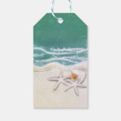 Zeester op het strand turquoise zeewater feestarti cadeaulabel (Achterkant)
