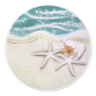 Zeester op het strand Turquoise zeewater Tropisch Keramische Knop