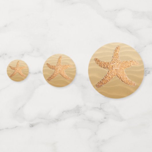 Zeester op strand bruiloft feest tafel confetti (Voorkanten)