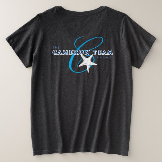 Zeester op voorzijde/CT Logo op achterzijde Grote Maat T-shirt (Design achterkant)