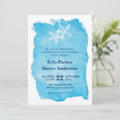 Zeester op Waterverf bruiloft uitnodiging (Staand voorkant)