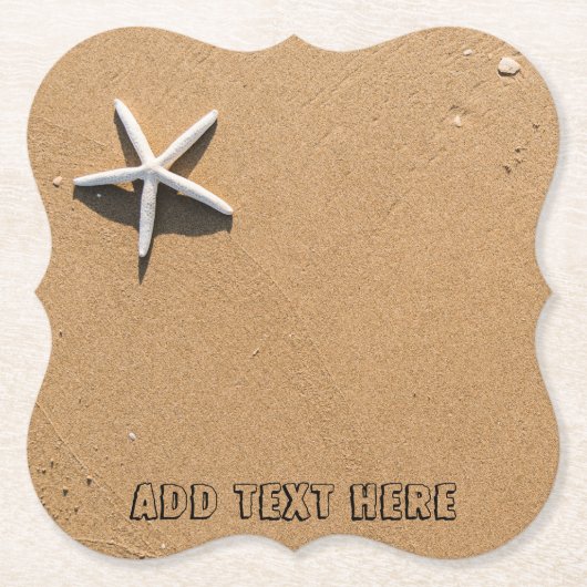 Zeester op zandstrand kartonnen onderzetters (Voorkant)