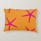 Zeester Oranje Roze Kust Tropische Kunst Strand Accent Kussen (Achterkant)