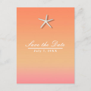 Zeester Oranje & Roze Strand Zomer Save the Date Aankondigingskaart