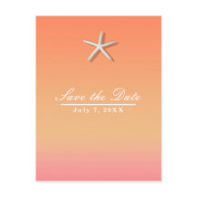 Zeester Oranje & Roze Strand Zomer Save the Date
