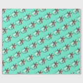 Zeester Ornament Patroon Turquoise Kerstmis Cadeaupapier (Vlak)