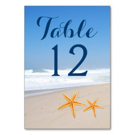 Zeester paar moderne strand bruiloft tafelnummer