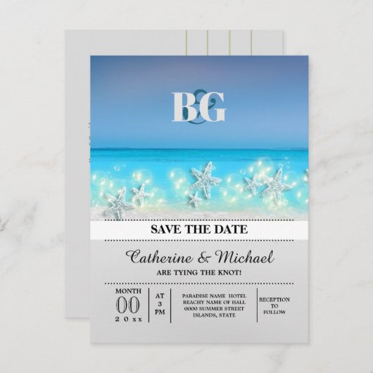 Zeester paradijs blauwe wateren tropische save dat aankondigingskaart (Voorkant / Achterkant)