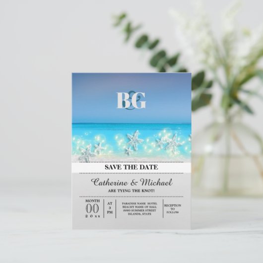 Zeester paradijs blauwe wateren tropische save dat aankondigingskaart (Staand voorkant)