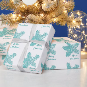 Zeester Patronen Blauwgroen Aqua Merry Christmas T Cadeaupapier