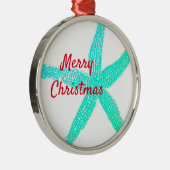 Zeester Patronen Groen Blauw Rood Vrolijk Kerstfee Metalen Ornament (Rechts)