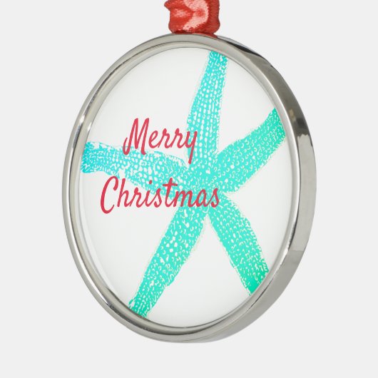 Zeester Patronen Groen Blauw Rood Vrolijk Kerstfee Metalen Ornament (Links)