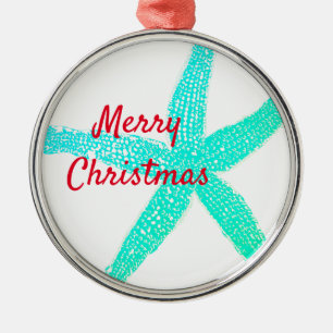Zeester Patronen Groen Blauw Rood Vrolijk Kerstfee Metalen Ornament