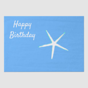 Zeester Patronen Happy Birthday Nautisch Blauw Tissuepapier