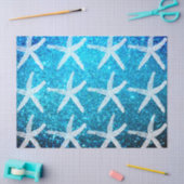Zeester Patronen Nautisch Strand Glitter Blauw Sch Tissuepapier (Craft)