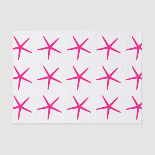 Zeester Patronen Roze Wit Strand Nautisch Schattig Tissuepapier (Voorkant)