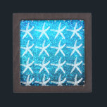 Zeester Patronen Strand Kust Glitterie Blauw Cool Premium Bewaar Doosje<br><div class="desc">Ontworpen met zetmeelpatronen op een gloeiblauwe achtergrond!</div>