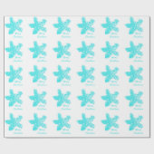 Zeester Patronen Wit Blauwgroen Blauw Vrolijk Kers Cadeaupapier (Vlak)