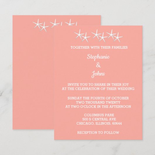 Zeester Patronen Witte Zalm Sinaasappel Schattigee Kaart (Voorkant / Achterkant)