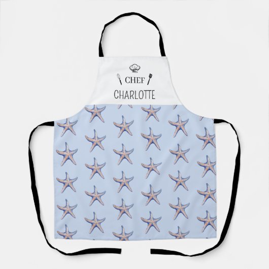 Zeester Patroon Strand Marine Custom Name Schort (Voorkant)