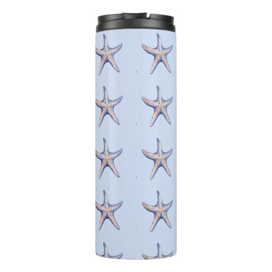 Zeester Patroon Strand Marine Custom Name Thermosbeker (Achterkant)