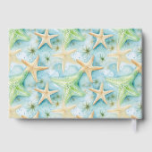 Zeester perzik groen nautische kust echte folie gastenboek (Achterkant)