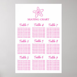 Zeester roze trouwtafel 9 zitplaatsen Poster