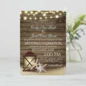 Zeester Rustieke Oceaan Hout en Lichten Kaart (Staand voorkant)