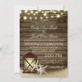 Zeester Rustieke Oceaan Hout en Lichten Kaart (Voorkant)