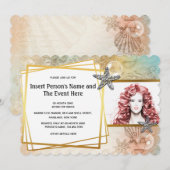 Zeester schelp geometrisch gouden feest foto kaart (Voorkant / Achterkant)