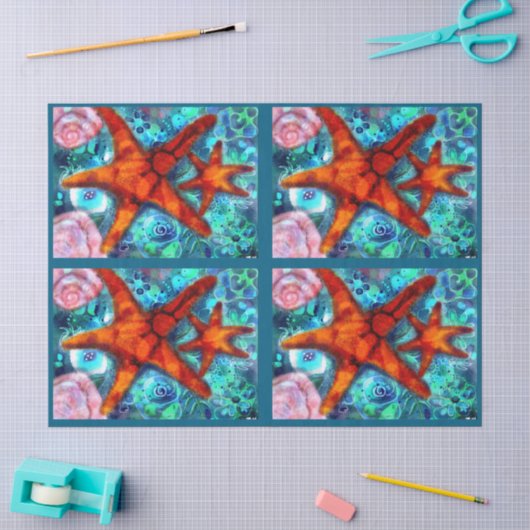Zeester & Schelpen Kust Decoupage in Nautilus-them Tissuepapier (Craft)