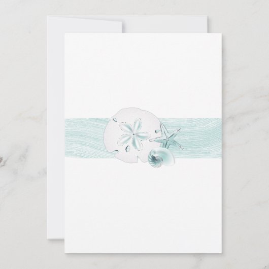 Zeester schelpen moderne elegante strand bruiloft kaart (Achterkant)