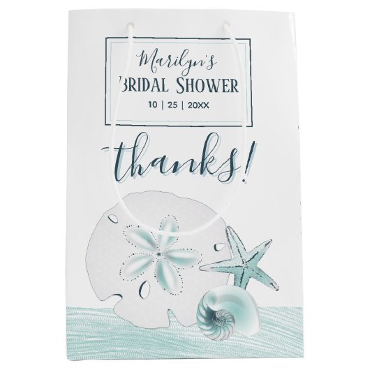 Zeester schelpen moderne elegante strand bruiloft medium cadeauzakje (Voorkant)