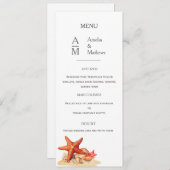 Zeester schelpen strand nautische bruiloft Flat Me Menu (Voorkant / Achterkant)