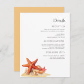 Zeester schelpen strand nautische bruiloft informatiekaartje (Voorkant / Achterkant)