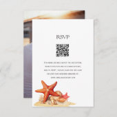 Zeester schelpen strand nautische bruiloft RSVP ka (Voorkant / Achterkant)