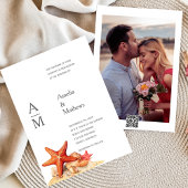 Zeester schelpen strand nautische bruiloft uitnodi kaart
