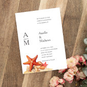 Zeester schelpen strand nautische bruiloft uitnodi kaart