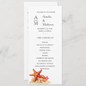 Zeester schelpen strand nautische bruiloft uitnodi menu (Voorkant / Achterkant)