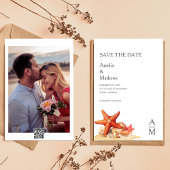 Zeester schelpen strand nautische Save the date Kaart