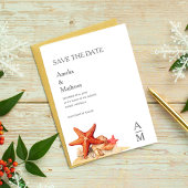 Zeester schelpen strand nautische Save the date Kaart