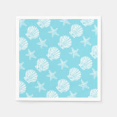 Zeester schelpstrand thema blauw servetten (Voorkant)