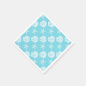 Zeester schelpstrand thema blauw servetten (Hoek)