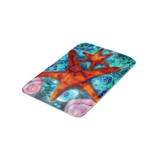 Zeester Seashells Beach Kust Nautisch Abstract Badmat (Gekanteld)