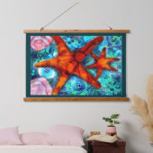 Zeester Seashells Beach Kust Nautisch Abstract Hangend Wandkleed (Slaapkamer)