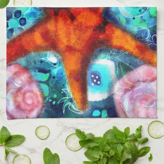 Zeester Seashells Beach Kust Nautisch Abstract Theedoek (Gevouwen)