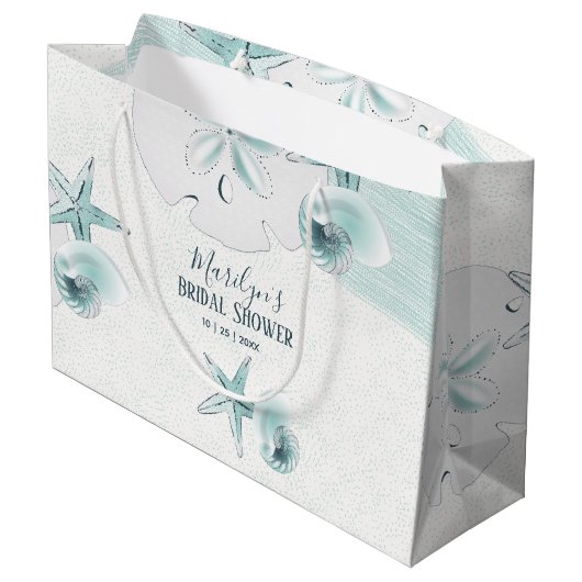 Zeester Shellen Moderne Elegante Strand Bruiloft F Groot Cadeauzakje (Achterkant Gekanteld)