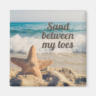 Zeester Sterren Strand Oceaan Zand Tussen Tenen Magneet