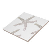 Zeester Strand Grijs Wit Beige Cadeau Favor Tegeltje (Zijkant)